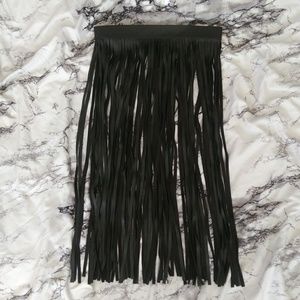 Vintage Faux Leather Fringe Skirt